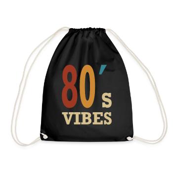 80s Party Gift - Drawstring Bag - black - Front