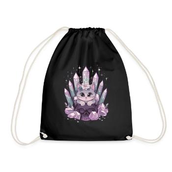 Kawaii Cat Pastel Goth Cute Anime - Drawstring Bag - black - Front