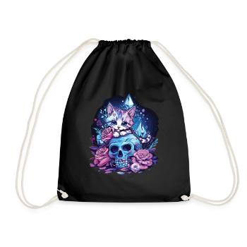 Kawaii Cat Pastel Goth Cute Anime - Drawstring Bag - black - Front