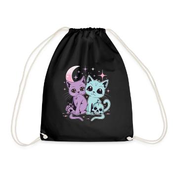 Kawaii Cat Pastel Goth Teuflisch - Turnbeutel - Schwarz - Vorne