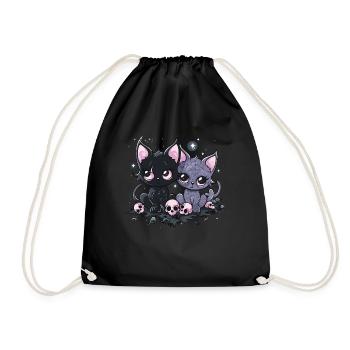 Kawaii Cat Pastel Goth Teuflisch - Turnbeutel - Schwarz - Vorne