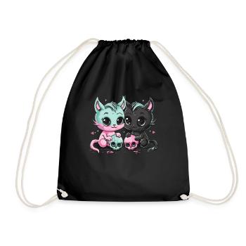 Kawaii Cat Pastel Goth Teuflisch - Turnbeutel - Schwarz - Vorne