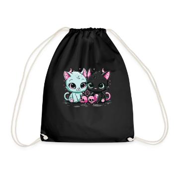 Kawaii Cat Pastel Goth Teuflisch - Turnbeutel - Schwarz - Vorne