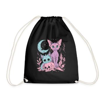 Kawaii Cat Pastel Goth Teuflisch - Turnbeutel - Schwarz - Vorne