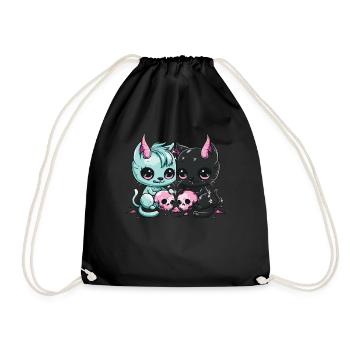 Kawaii Cat Pastel Goth Teuflisch - Turnbeutel - Schwarz - Vorne