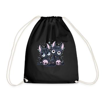 Kawaii Cat Pastel Goth Teuflisch - Turnbeutel - Schwarz - Vorne