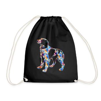 Brittany Spaniel Geometric - Drawstring Bag - black - Front