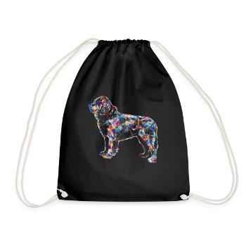 Newfoundland Dog Geometric - Drawstring Bag - black - Front