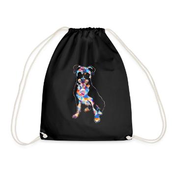 Boxer Dog Geometric - Drawstring Bag - black - Front