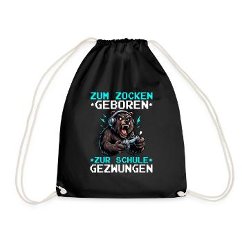 Zum Zocken geboren zur Schule gezwungen Bär - Turnbeutel - Schwarz - Vorne