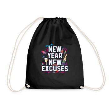 New Year New Excuses - 2025 Celebration - Drawstring Bag - black - Front