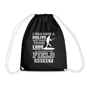 Field Hockey I Was Once A Polite Young Lady - Drawstring Bag - black - Front