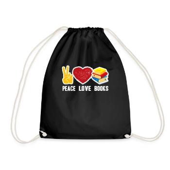 Book Peace Love Books - Drawstring Bag - black - Front