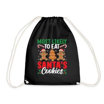 Le plus susceptible de manger des biscuits de Noël du Père Noël Naugh - Sac de sport léger - noir - Devant