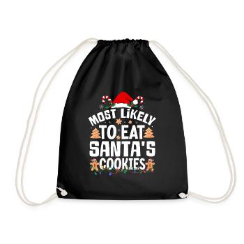Le plus susceptible de manger des biscuits du Père Noël Noël coquin - Sac de sport léger - noir - Devant