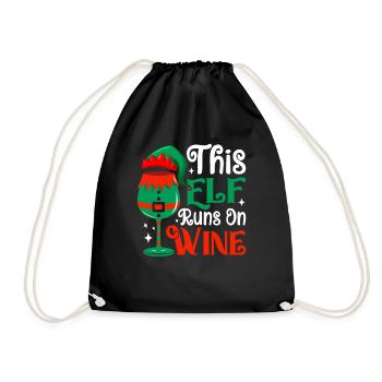 This Elf Runs On Wine Spirit Christmas - Drawstring Bag - black - Front