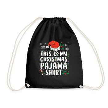 This Is My Christmas Pajama Shirt Santa Nap Sleep - Drawstring Bag - black - Front