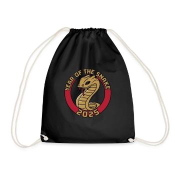 Chinese Year 2025 Year of the Snake - Drawstring Bag - black - Front