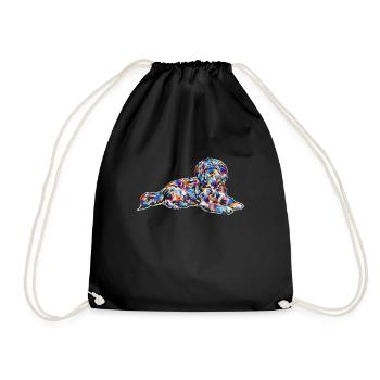 Lhasa Apso Geometric - Drawstring Bag - black - Front