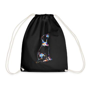 Great Dane Dog Colorful Geometric - Drawstring Bag - black - Front