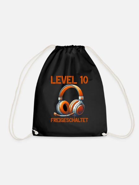 Level 10 Freigeschaltet Gaming Geburtstag PC - Turnbeutel - Schwarz