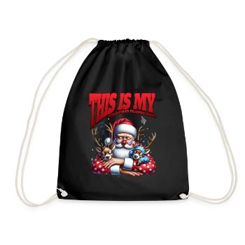Sleep lazy Santa Claus This is my Christmas pajama - Turnbeutel - Schwarz - Vorne