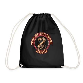 Chinese Year 2025 Year of the Snake - Drawstring Bag - black - Front