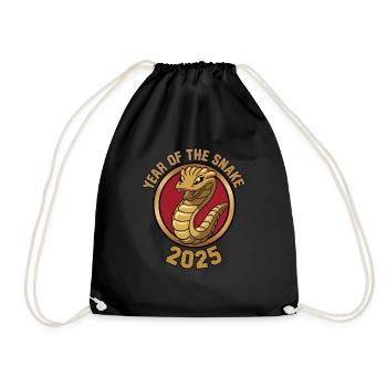 Chinese Year 2025 Year of the Snake - Drawstring Bag - black - Front