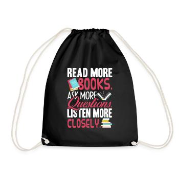 Book Read More Books - Drawstring Bag - black - Front