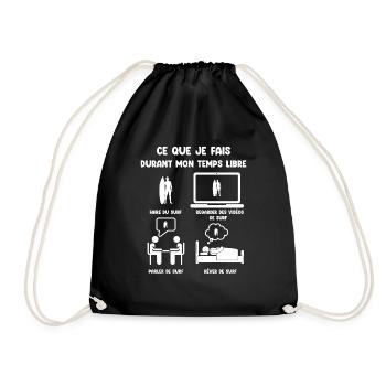 Free time surfing funny humor - Drawstring Bag - black - Front