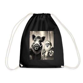 Cats Selfie Santa Selfie Christmas - Drawstring Bag - black - Front