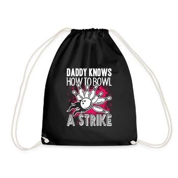 Bowling Daddy Knows Bowl A Strike - Drawstring Bag - black - Front