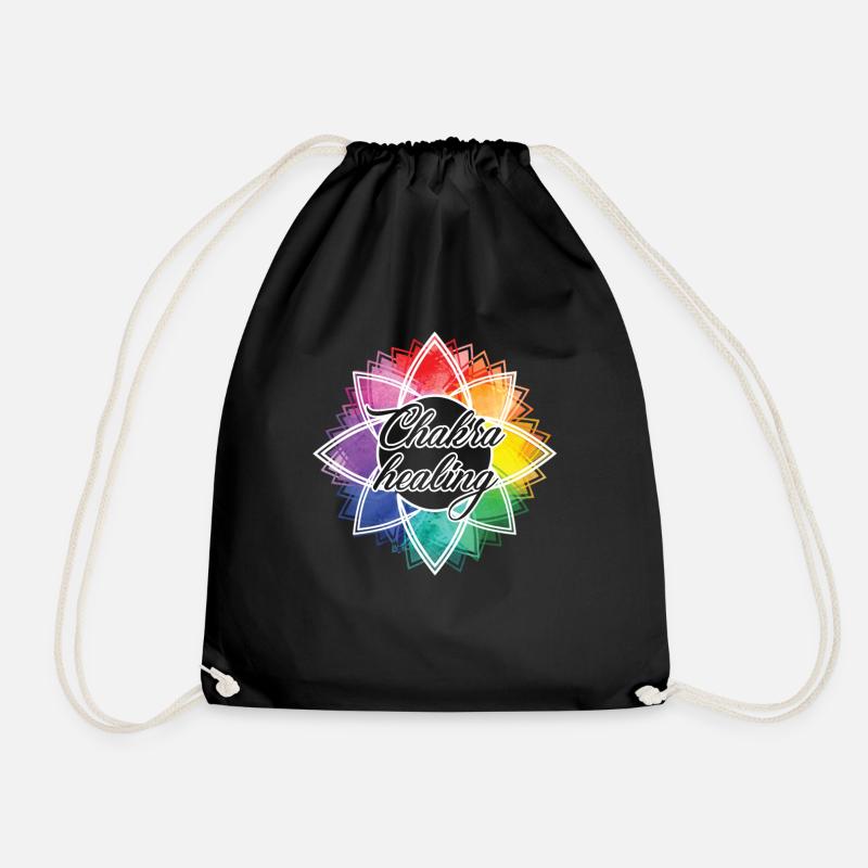 Chakra Healing Funny Chakra - Drawstring Bag - black