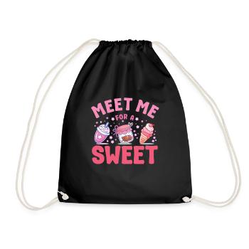 Cake Baker Meet Me For A Sweet Cupcake - Drawstring Bag - black - Front