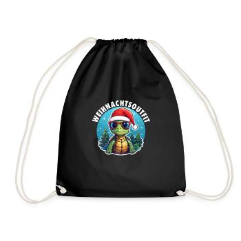 Turtle Christmas - Drawstring Bag - black - Front