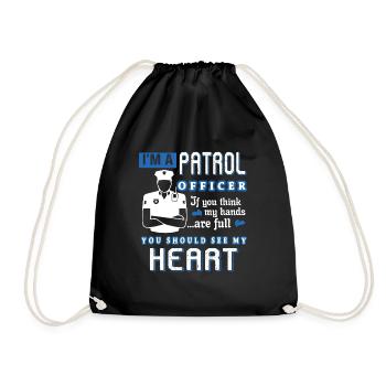 Patrol Officer Patrol Officer Full Heart - Drawstring Bag - black - Front