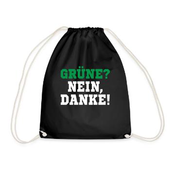 Grüne nein Danke! - Turnbeutel - Schwarz - Vorne