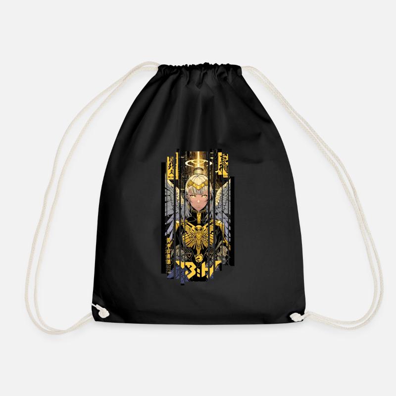 Ver.1 - Cyborg Angel or Kanji - Drawstring Bag - black