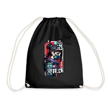 Ver.1 - Cyborg Japan red blue kanji - Drawstring Bag - black - Front