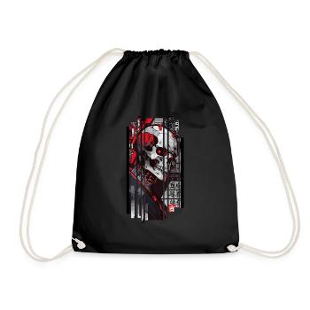 Cyborg skull kanji - Drawstring Bag - black - Front