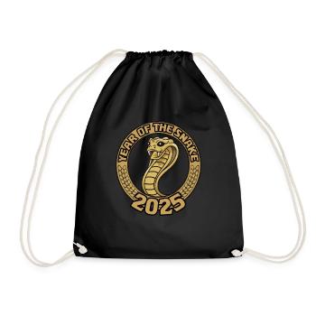 Chinese Year 2025 Year of the Snake - Drawstring Bag - black - Front
