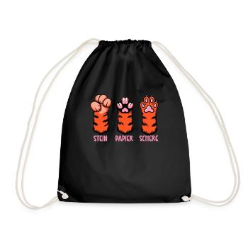 Cat Stone Paper Scissors Paw Game Funny - Drawstring Bag - black - Front