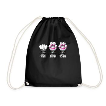 Cat Stone Paper Scissors Paw Game Funny - Drawstring Bag - black - Front