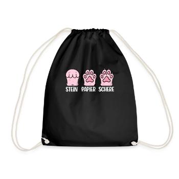 Cat Stone Paper Scissors Paw Game Funny - Drawstring Bag - black - Front