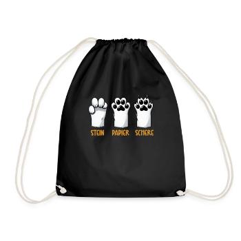 Cat Stone Paper Scissors Paw Game Funny - Drawstring Bag - black - Front