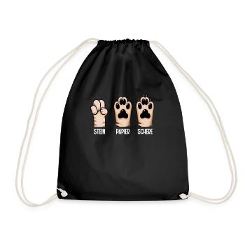 Cat Stone Paper Scissors Paw Game Funny - Drawstring Bag - black - Front