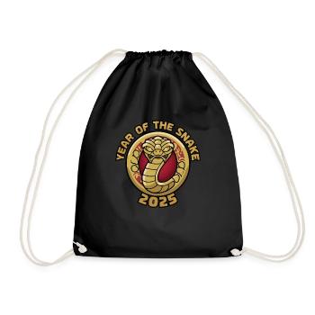 Chinese Year 2025 Year of the Snake - Drawstring Bag - black - Front
