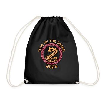 Chinese Year 2025 Year of the Snake - Drawstring Bag - black - Front