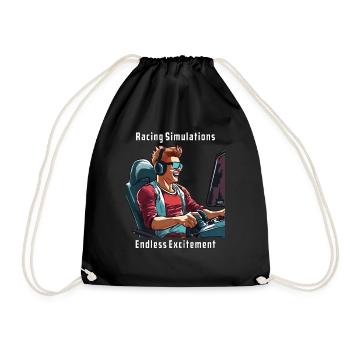 Racing Simulations, Endless Excitement - Drawstring Bag - black - Front