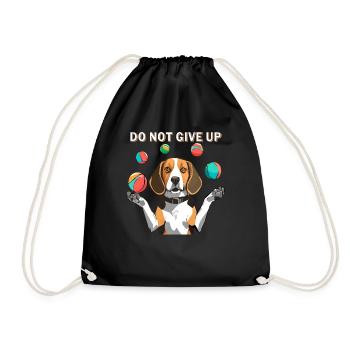 BEAGLE JUGGLES DO NOT GIVE UP - Drawstring Bag - black - Front